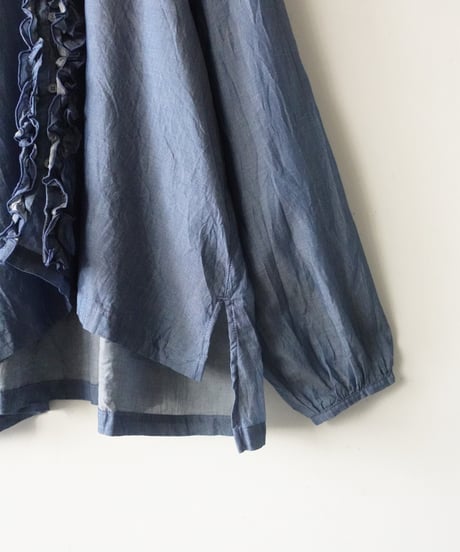 i c h i  251213  Denim Frill Shirt / 2 COLORS