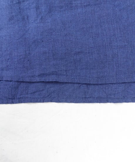 ichiAntiquités 1100314 INDIGO Linen Band Collar Dress / A : INDIGO
