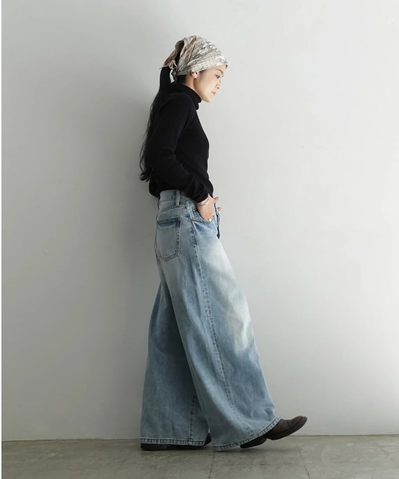 i c h i 230430 DENIM Wide Pants / C : SAXE BL i c h i 230430 DENIM Wide Pants / C : SAXE BL
