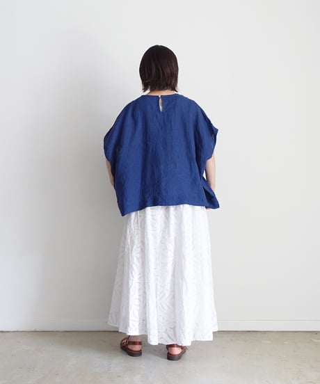 ichiAntiquités 1001116  INDIGO Linen French sleeve Over Pullover / A : INDIGO