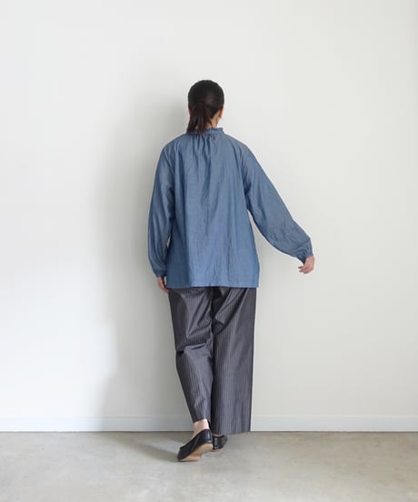 i c h i  251213  Denim Frill Shirt / 2 COLORS