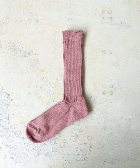 LOITER L019 Linen Color Rib Socks / 3 COLORS : SMOKE PINK・ORANGE・PURPLE