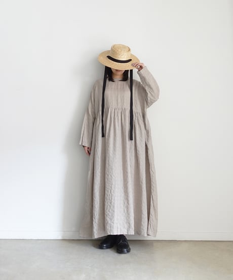 ichiAntiquités 1101109 Linen Cotton Gingham Check Dress / 2 COLORS