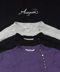 ichiAntiquités 1100910 Linen Broad Band Collar Shirt / 3 COLORS