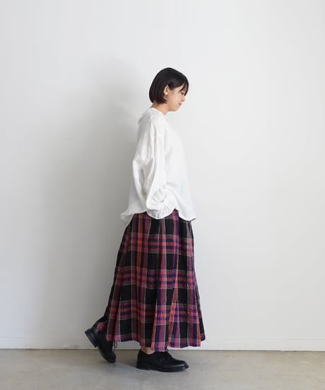 ichiAntiquités  1001115  Linen Cotton Check Skirt / 2 COLORS