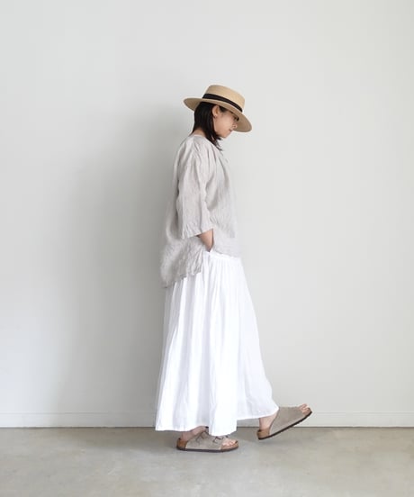 i c h i  251004 French Linen Gathered Blouse / 2 COLORS