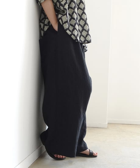 ichiAntiquités 801134  Vintage Linen Relax Pants / C : BLACK