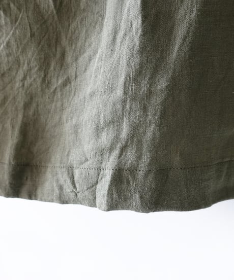 ichiAntiquités 1000936  Linen Frill Blouse / B : OLIVE