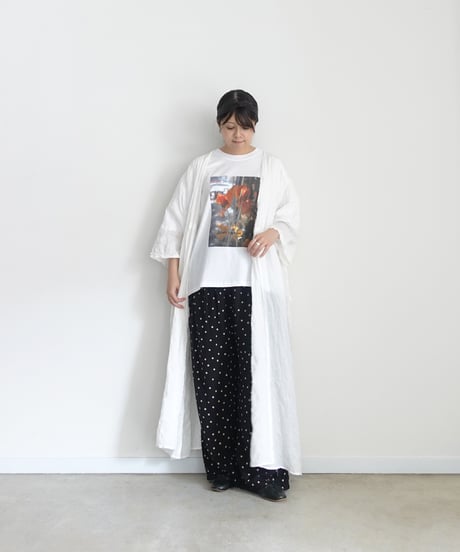 i c h i 251107 Shirring Cloth Long Cardigan / A : WHITE