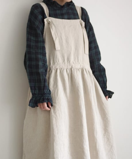 【 LIMITED COLLECTION 】Antiquités noir  1000409  Linen Apron Dress / 2 COLORS