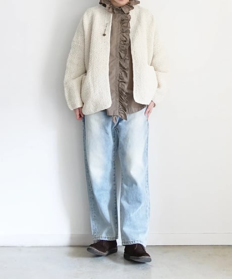 【ONLINE LIMITED】i c h i  240162 PERU Hand KANOKO Knit Cardigan / A : NATURAL