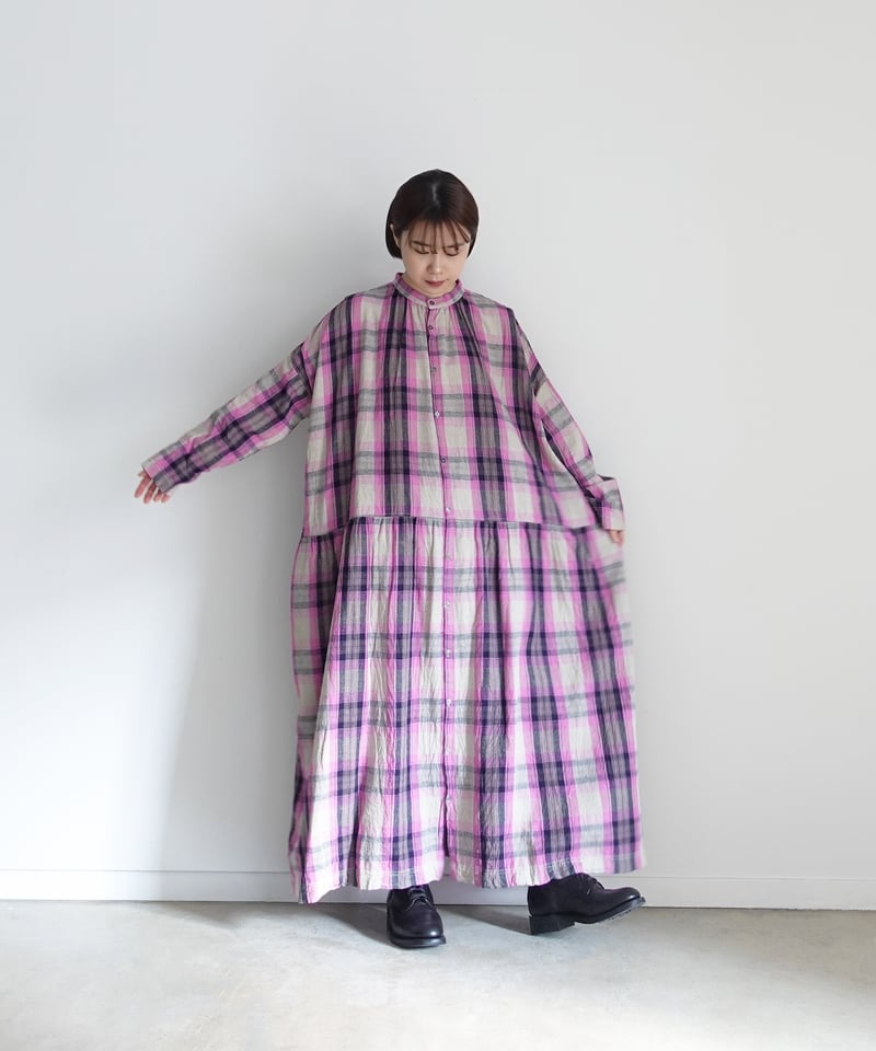 美品 ICHI Antiquites ⿻ リネン ラティスチェック シャツドレス New Release : ichiAntiquités Linen Lattice Check Shirt Dress