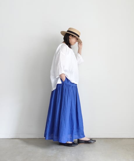i c h i  251004 French Linen Gathered Blouse / 2 COLORS