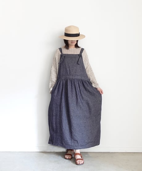 ichiAntiquités 1100934 Linen Cotton Denim Apron Dress / 2 COLORS
