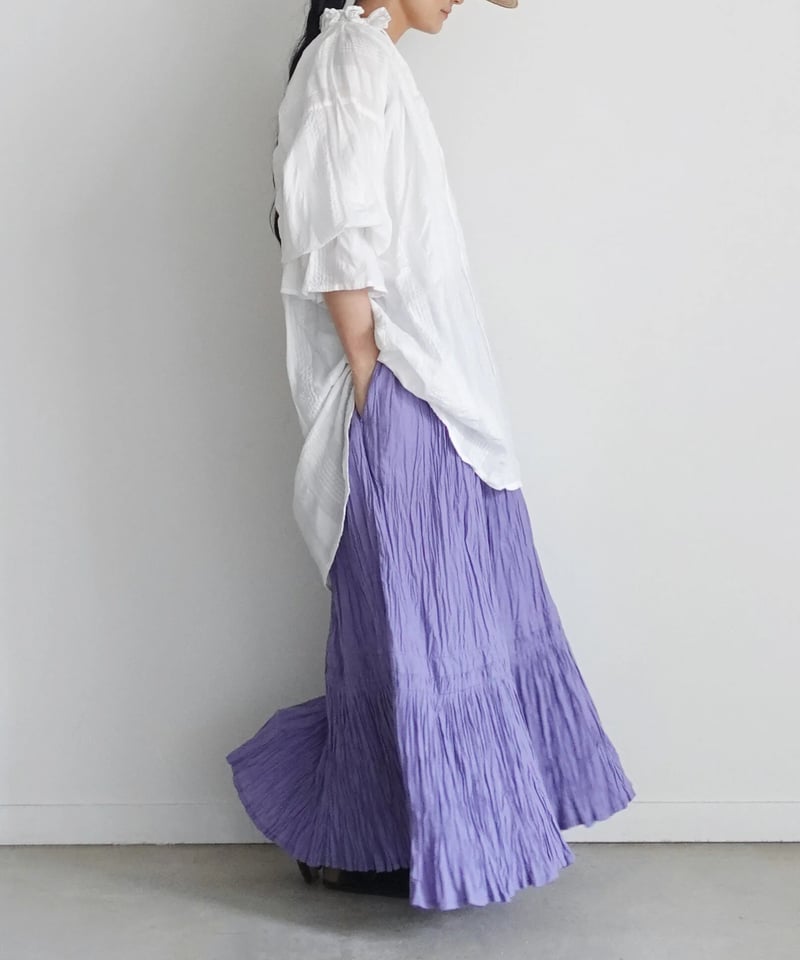 新品未使用タグ付き　ichi　コットンボイル クリンクルスカート　シワ加工 i c h i 221223 Cotton Voile Crinkle Skirt /