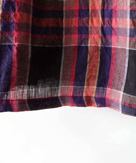 ichiAntiquités  1001115  Linen Cotton Check Skirt / 2 COLORS
