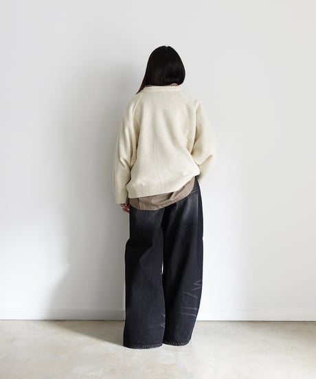 i c h i  230430  DENIM Wide Pants / D : BLACK・2 size