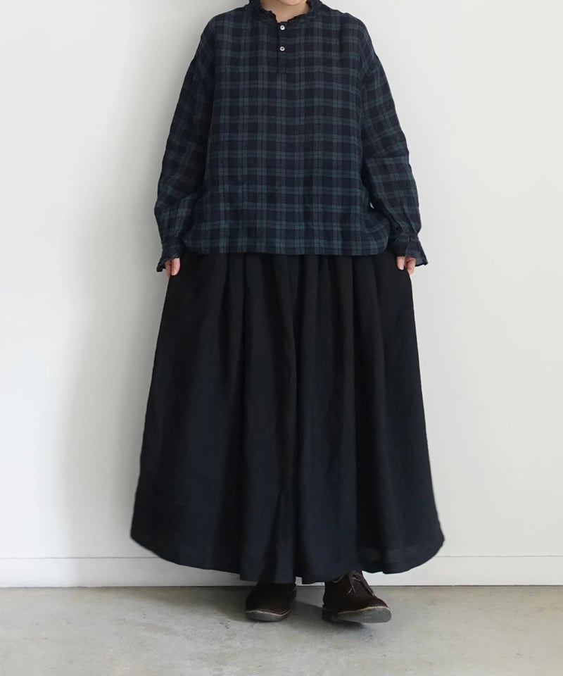 ichi Antiquite's noir　リネンギャザースカート　ブラック LIMITED COLLECTION 】Antiquités noir 800406 L