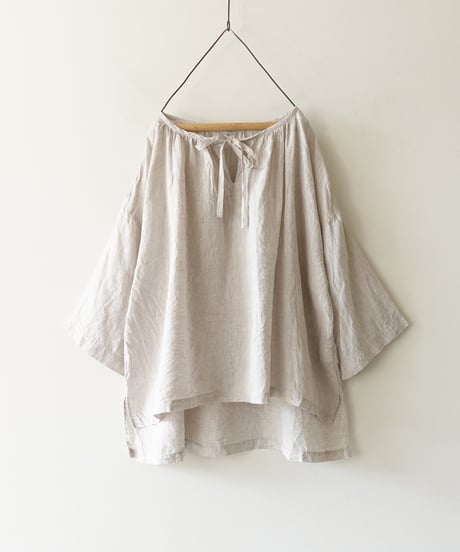 i c h i  251004 French Linen Gathered Blouse / 2 COLORS