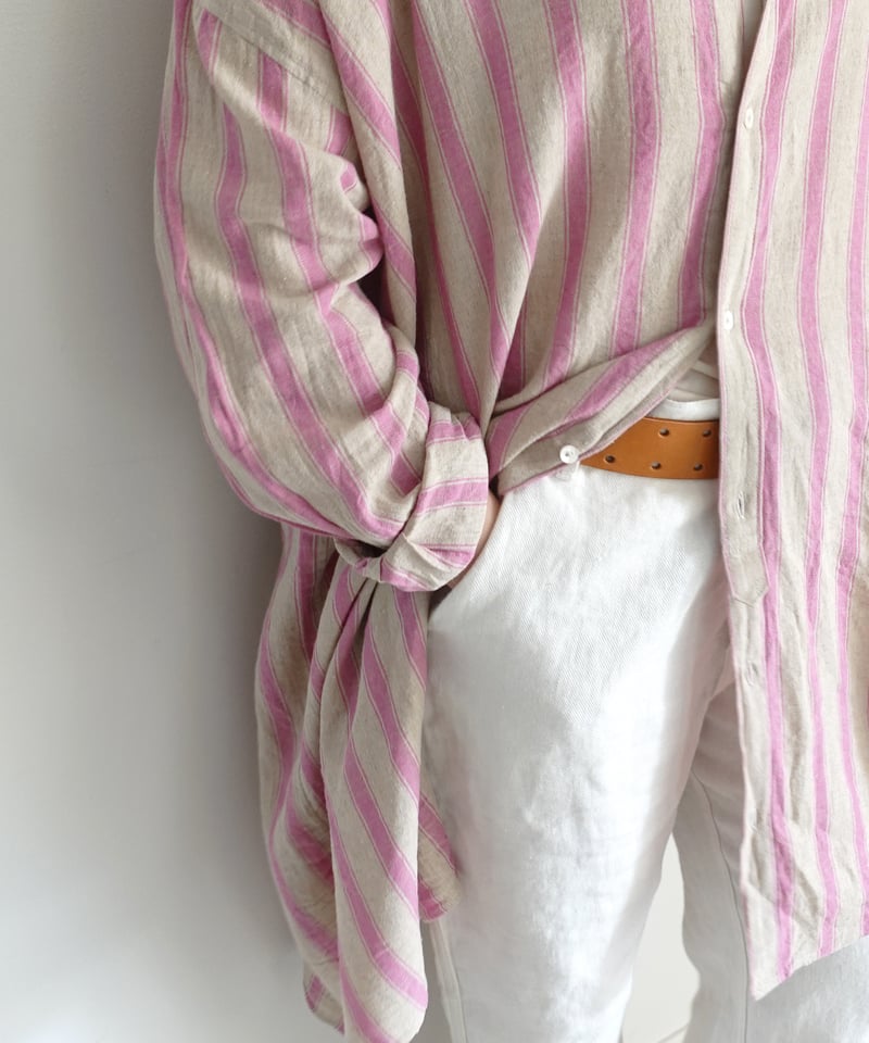 美品 ichi Antiquites ichi Antiquités 1000913 Linen Cotton Stripe Lon