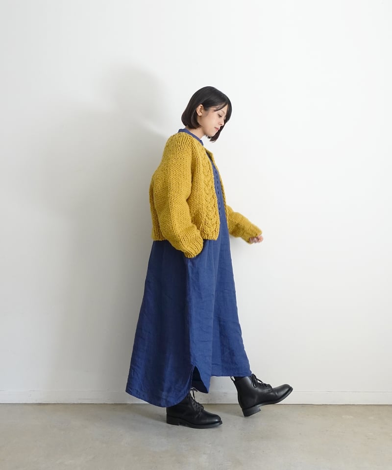 ichiAntiquités 1100314 INDIGO Linen Band Collar