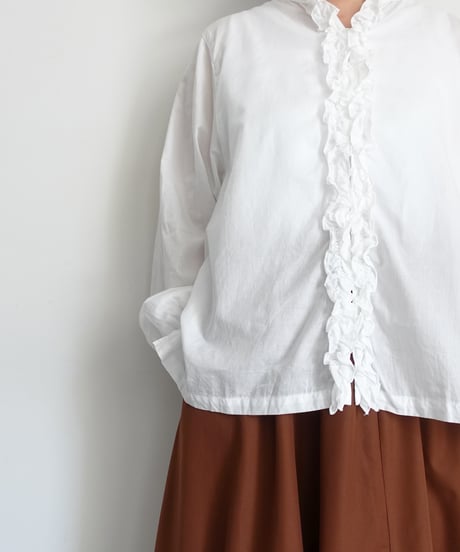 i c h i  251213  Denim Frill Shirt / 2 COLORS