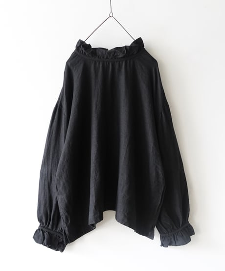 【 LIMITED COLLECTION 】Antiquités noir 801202  AZUMADAKI Linen Frill Blouse / 2 COLORS