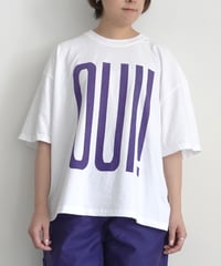 【 ONLINE LIMITED 】 i c h i  241149  "OUI / NON" Pigment Over T Shirt / E : WHITE × DARK PERPLE