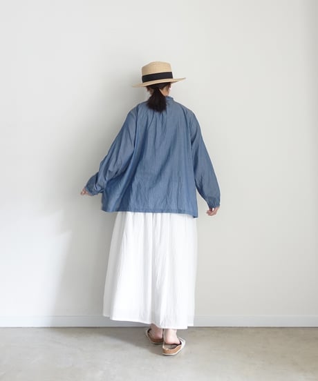 i c h i  251213  Denim Frill Shirt / 2 COLORS