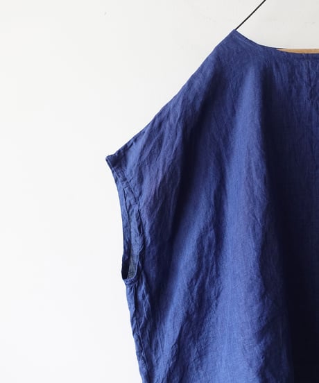 ichiAntiquités 1001116  INDIGO Linen French sleeve Over Pullover / A : INDIGO