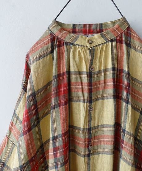 ichiAntiquités 1100902 Linen Cotton Tartan Check Shirt Dress / 3 COLORS