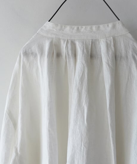 ichiAntiquités 1100913  French Linen Band Collar Tuck Shirt / 3 COLORS