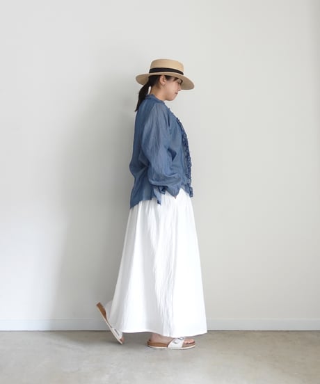 i c h i  251213  Denim Frill Shirt / 2 COLORS