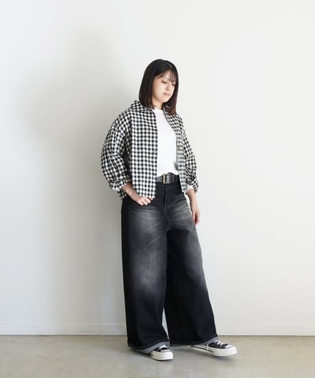i c h i 250707 Cotton Linen Gingham Shirt / B: GINGHAM