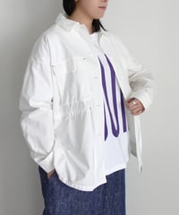 i c h i  251038 Ripstop Cotton Shirt Jacket / A : WHITE