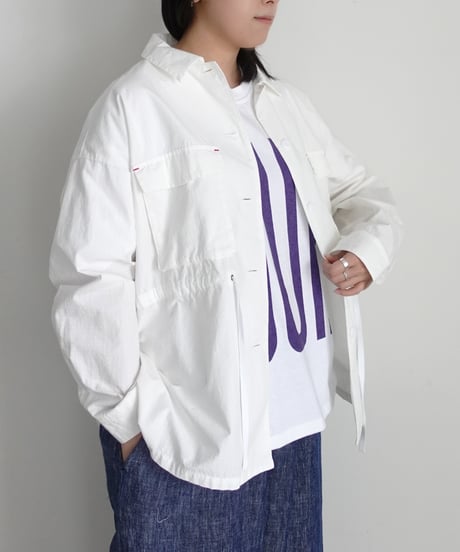 i c h i  251038 Ripstop Cotton Shirt Jacket / A : WHITE