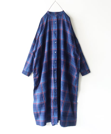 i c h i  250706  INDIGO Organic Cotton Check Dress / 2 COLORS