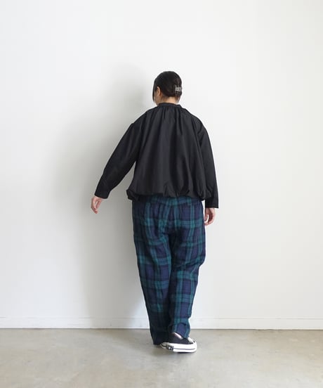 i c h i  250422 Cotton Balloon Shirt / D : BLACK