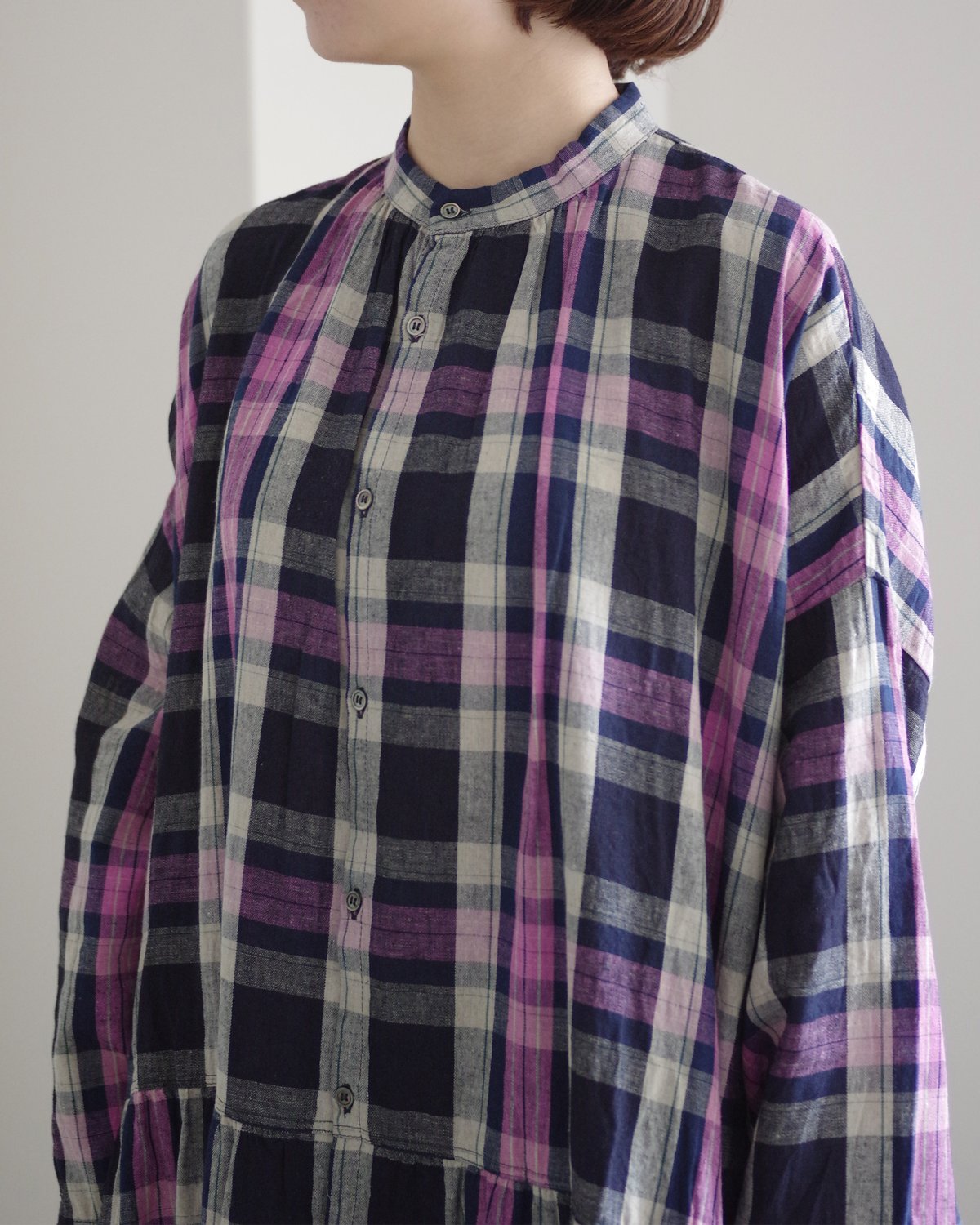ichiAntiquités 1000916 Linen Cotton Check Shirt