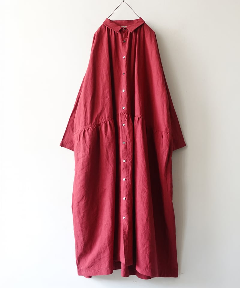 ichiAntiquités 1100302 Color Linen Shirt Dress