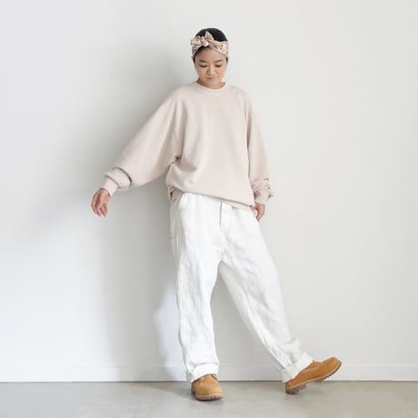 i c h i × RUSSELL ATHLETIC 230563 Vintage Wash Pigment Sweat / 2 COLORS ( IVORY・PINK )