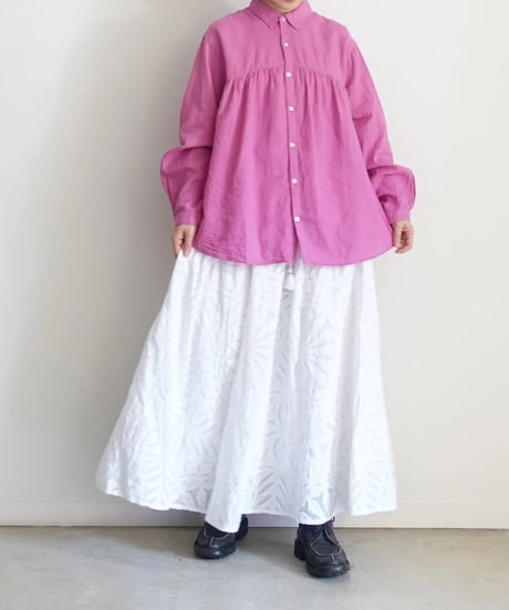 ichiAntiquités 1000901 Linen Cotton Yoke Gather Blouse / 3 COLORS