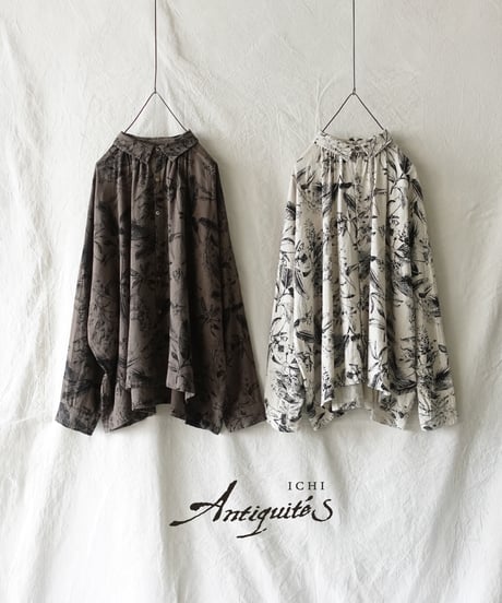 ichiAntiquités 1101123 Rayon Linen Botanical Print Shirt / 2 COLORS