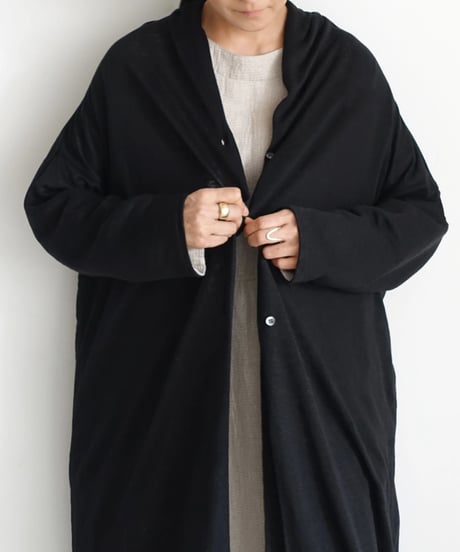 【 LIMITED COLLECTION 】Antiquités noir  801209 Linen Long Robe Cardigan / B : BLACK