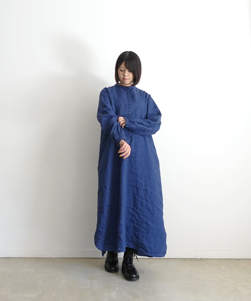 ichiAntiquités 1100314 INDIGO Linen Band Collar