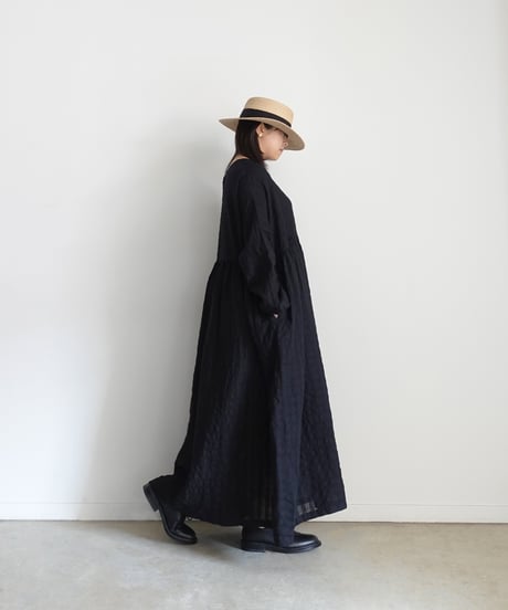 ichiAntiquités 1101109 Linen Cotton Gingham Check Dress / 2 COLORS