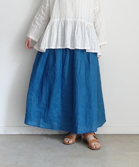 ichiAntiquités 1100922 INDIGO Linen Skirt / 2 COLORS