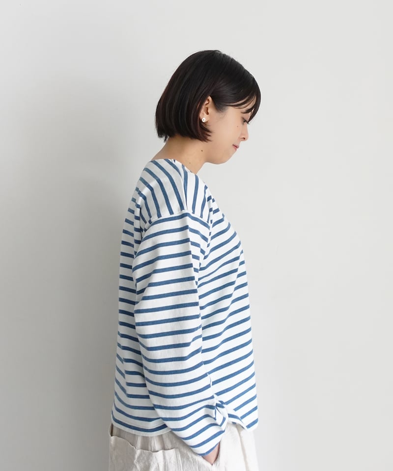 ARGUE french antique border pullover ブルー Antiquités 1001158 INDIGO Border Pullover / B :