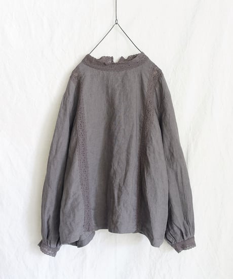 【 LIMITED COLLECTION 】Antiquités noir  800401  Linen Lace Blouse / 2 COLORS