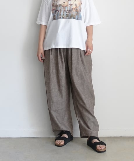 i c h i 251041 Linen Cotton Herringbone Relax Pants / 2 COLORS